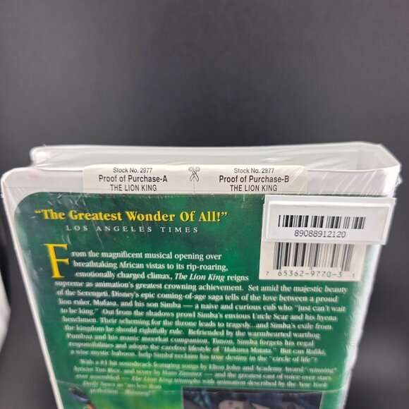 The Lion King Sealedâ VHS Tape - Brand New - Picture 3 of 5